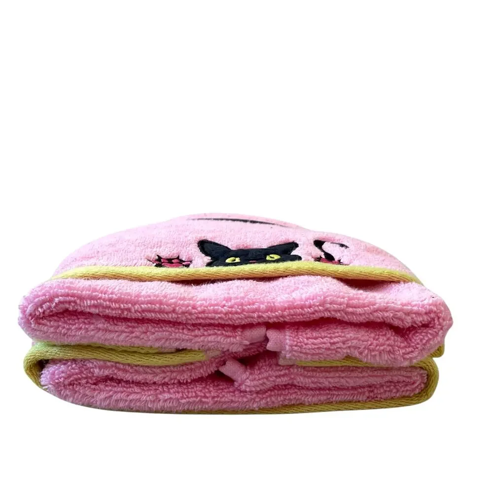 Betsey Johnson Pink Halloween Cat Hand Towels 16x26 Cotton Embroidered Set of 2